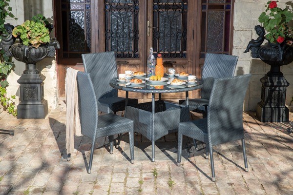 CONJUNTO MESA Y SILLAS DE JARDÍN - ALUMINIO RATAN SINT TUNEZ